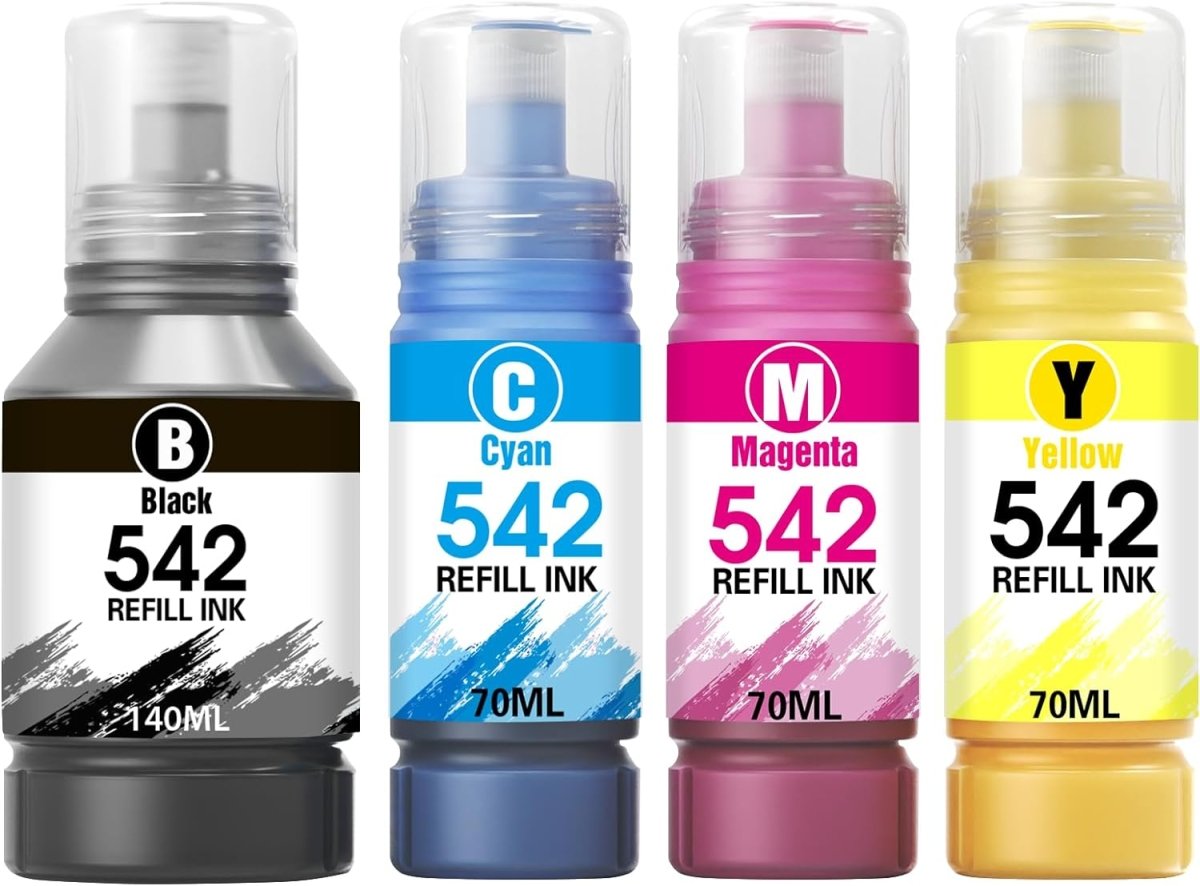 Compatible Epson 542 Ink Bottle, 1 Black, 1 Cyan, 1 Magenta, 1 Yellow - 4-Pack - Linford Office:Printer Ink & Toner Cartridge