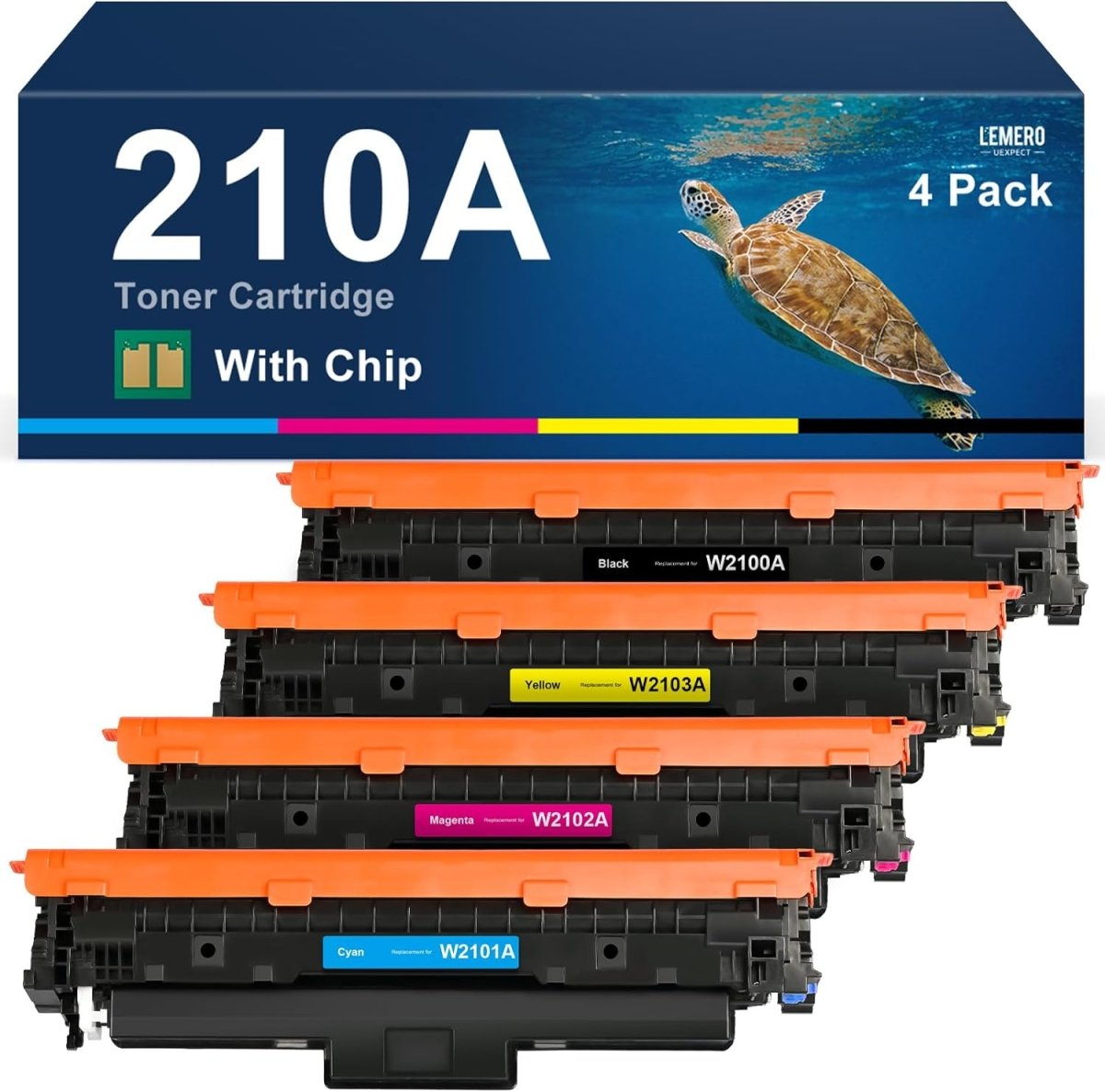 Compatible HP 210A Toner Cartridge 4-Pack with Chip,Black Cyan Magenta Yellow - Linford Office:Printer Ink & Toner Cartridge