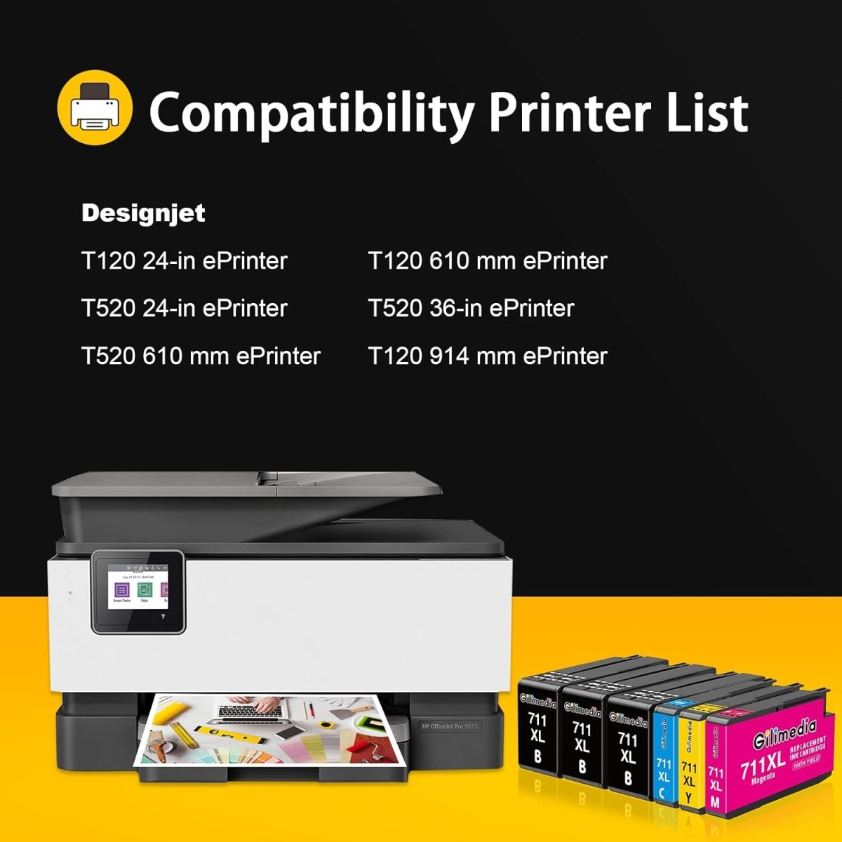 Compatible HP 711XL Ink Cartridge (3 Black, Cyan, Magenta, Yellow) - Linford Office:Printer Ink & Toner Cartridge