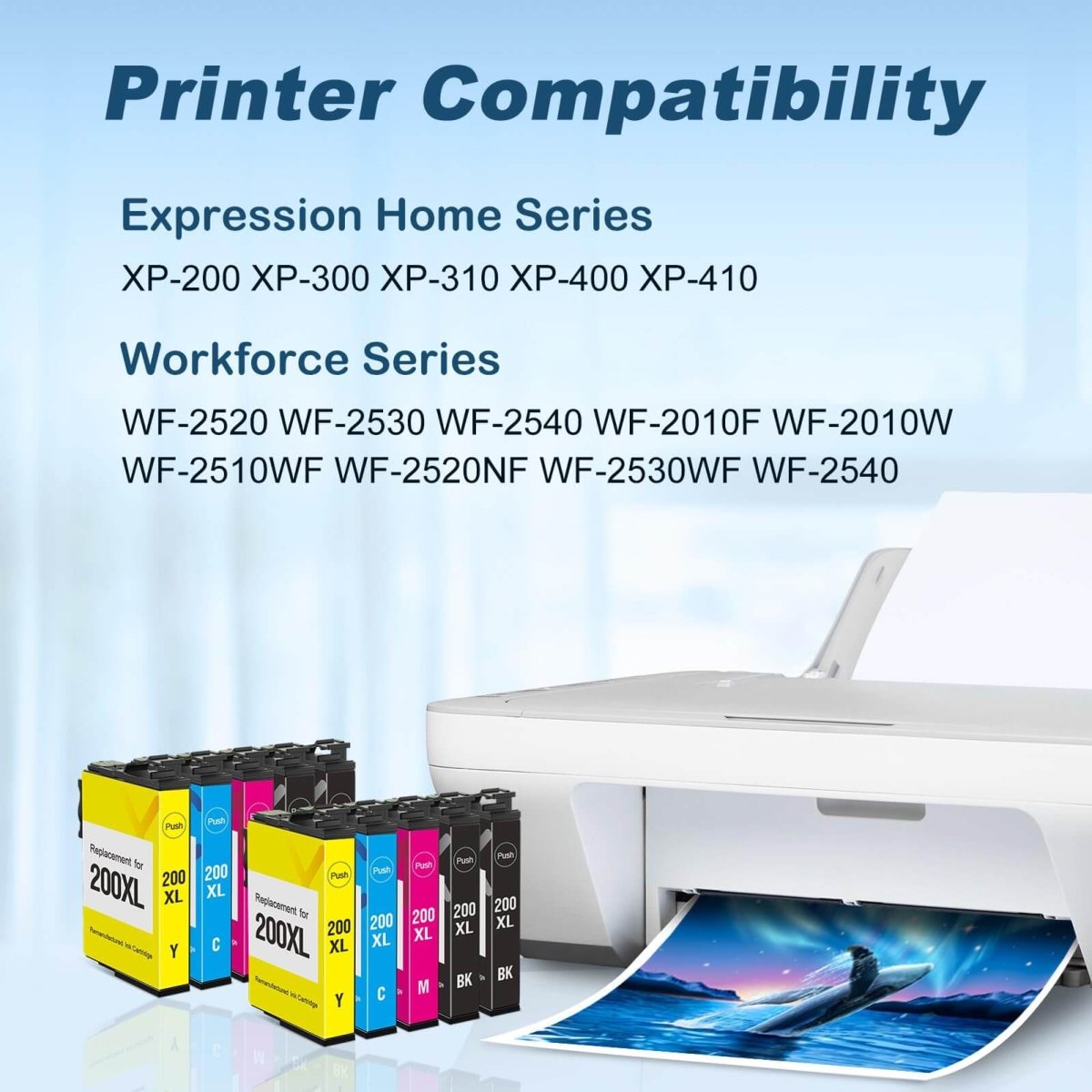 Epson 200XL T200XL Ink Cartridge Remanufactured High Yield 10 Pack: 4 Black, 2 Cyan, 2 Magenta, 2 Yellow - Linford Office:Printer Ink & Toner Cartridge