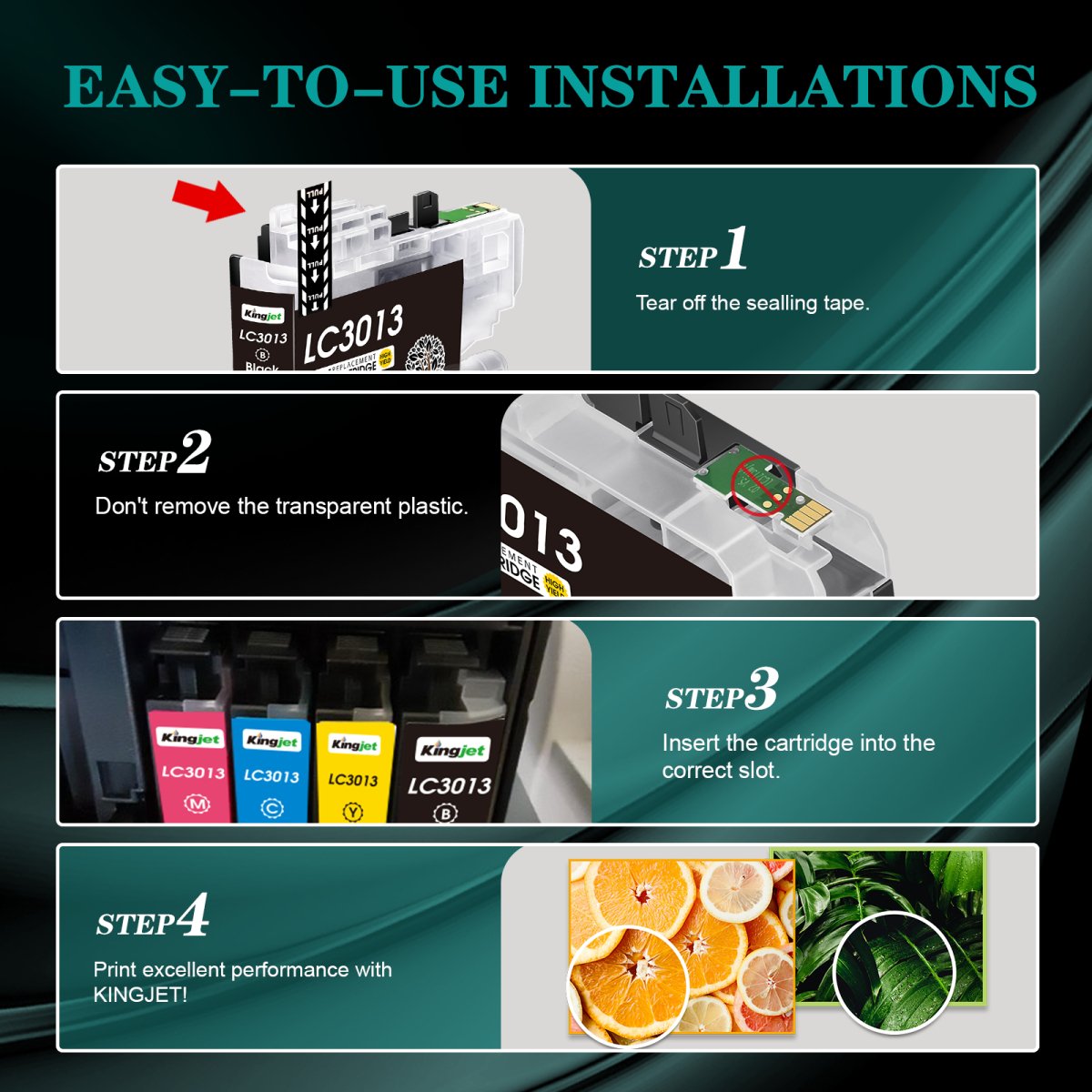Kingjet LC3013 Ink Cartridges BK/C/M/Y Replacement for Brother LC3013 LC3011 LC 3013 LC 3011 Use with Brother MFC-J497DW MFC-J491DW MFC-J690DW MFC-J895DW Printers for Brother Ink Cartridges LC3013 - Linford Office:Printer Ink & Toner Cartridge