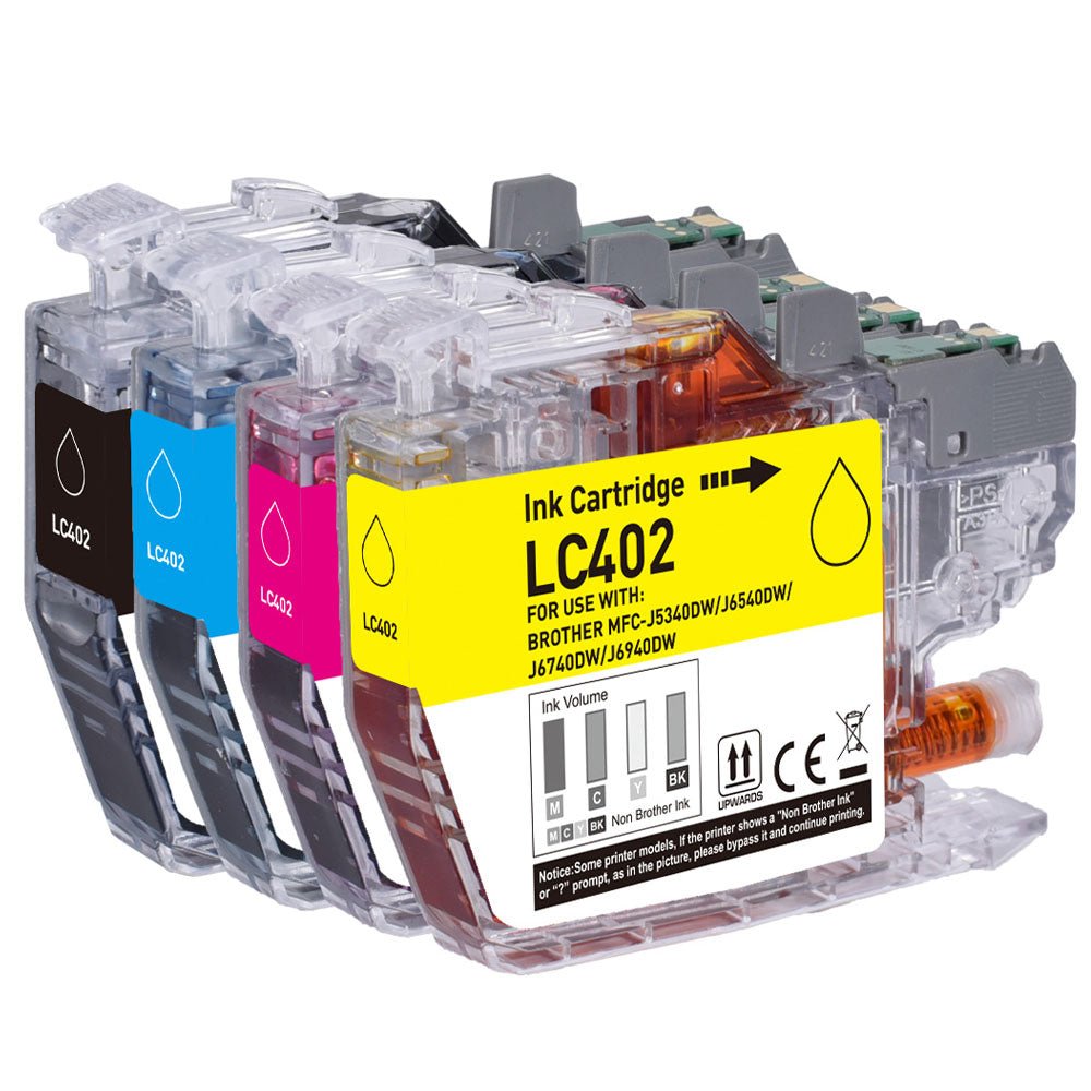 LC402 Ink Cartridge Compatible with Brother Printer, BK C M Y 4-PK - Linford Office:Printer Ink & Toner Cartridge