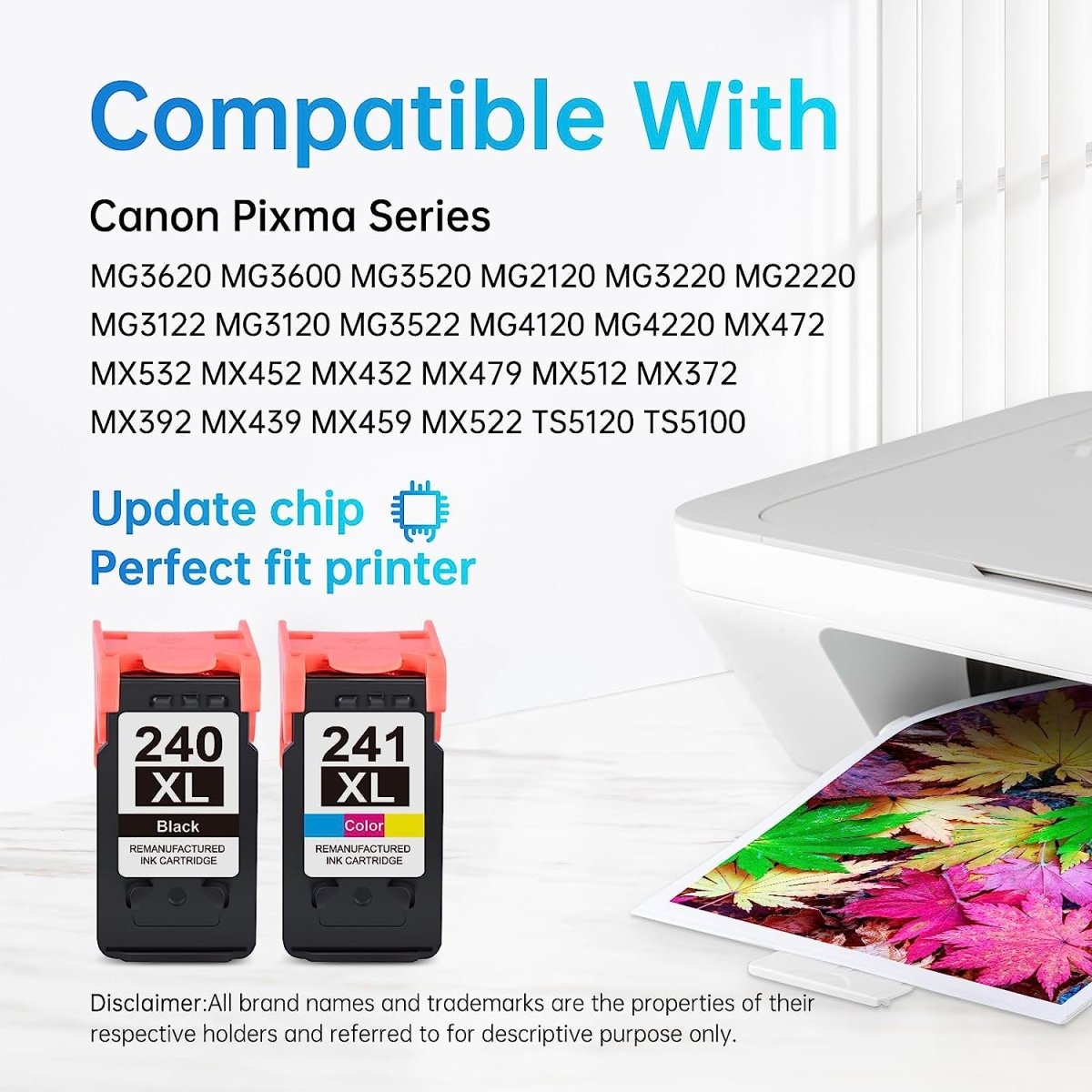240XL 241XL Remanufactured Ink Cartridge for Canon (1 Black, 1 Tri-Color, Combo pack) - Linford Office:Printer Ink & Toner Cartridge