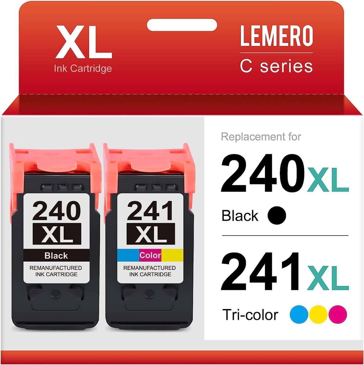 240XL 241XL Remanufactured Ink Cartridge for Canon (1 Black, 1 Tri-Color, Combo pack) - Linford Office:Printer Ink & Toner Cartridge