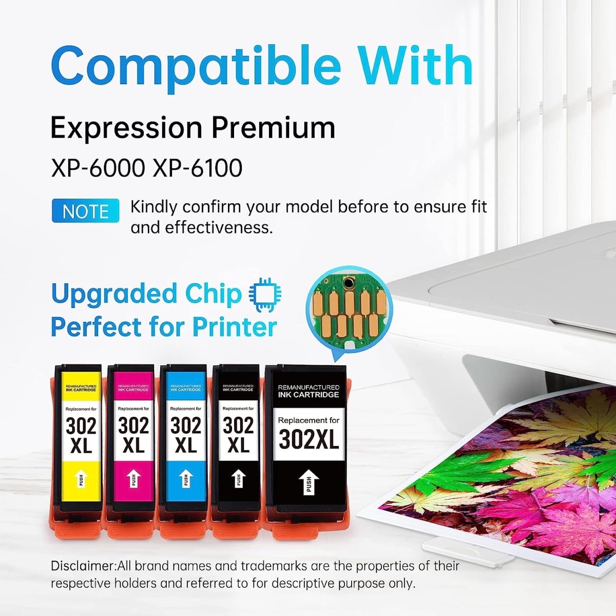 LEMERO 302XL Remanufactured Ink Cartridge for Epson Printer (Black, Photo Black, Cyan, Magenta, Yellow, 5 Pack) - Linford Office:Printer Ink & Toner Cartridge