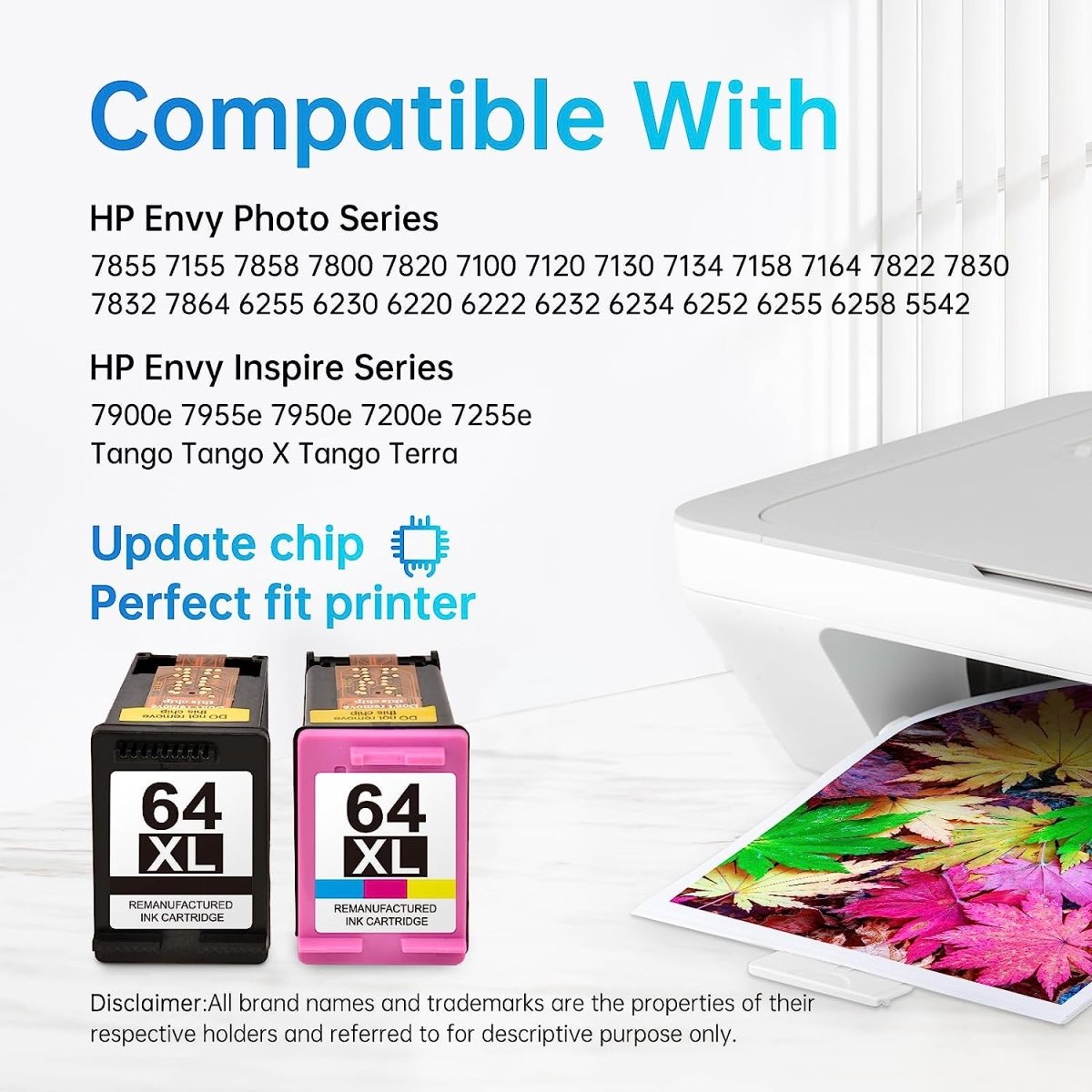 64XL Remanufactured Ink Cartridge Replacement Combo Pack for HP Envy Photo Printer (Black and Tri-Color) - Linford Office:Printer Ink & Toner Cartridge