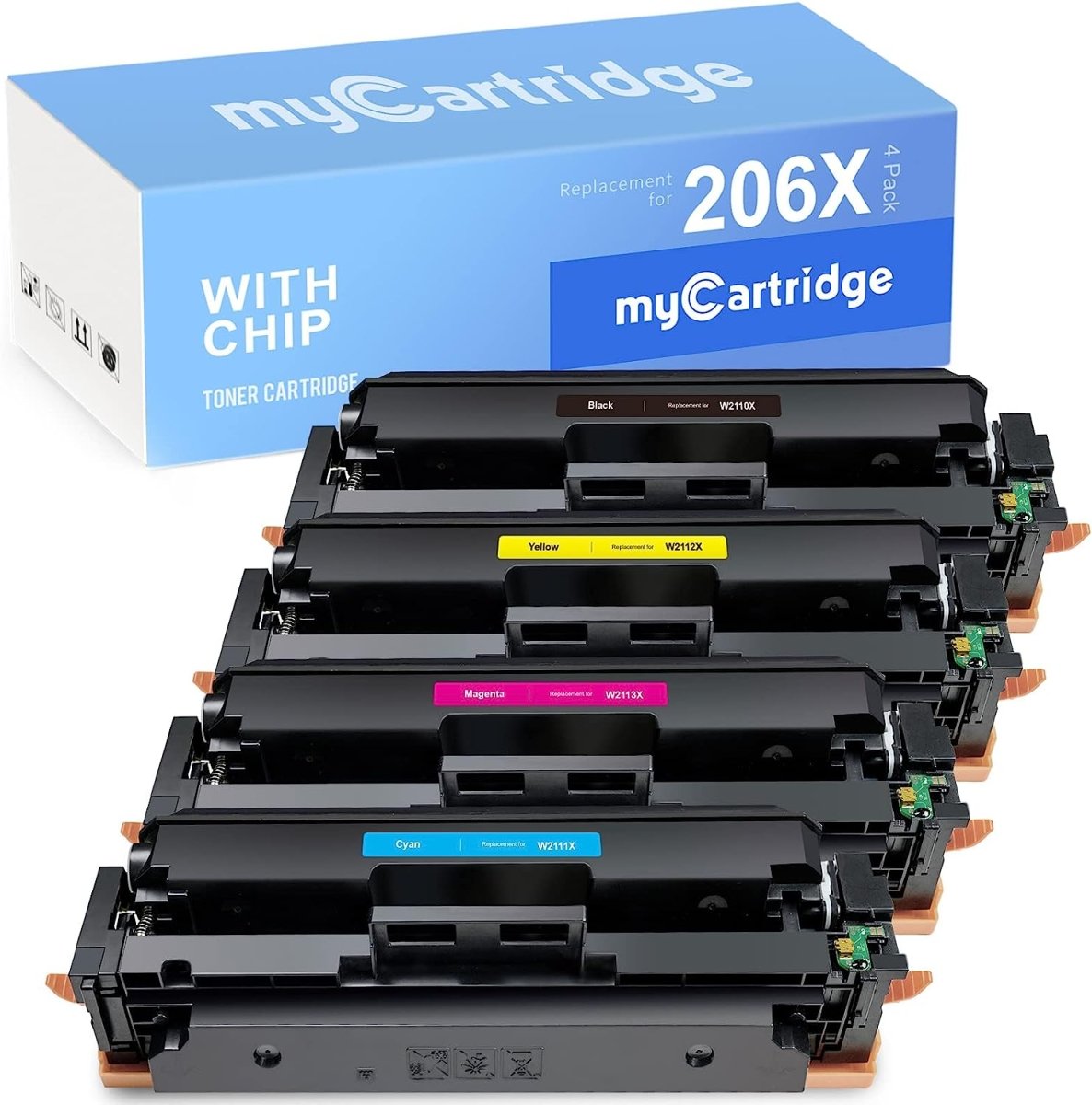HP 206X toner cartridges 4 pack high yield with chip compatible HP 206A printers