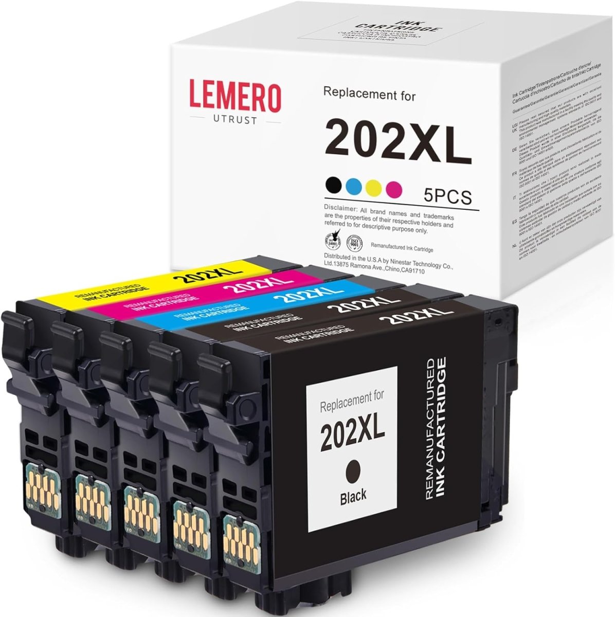 Remanufactured Epson 202XL Ink Cartridge (Black Cyan Magenta Yellow, 5-Pack) - Linford Office:Printer Ink & Toner Cartridge