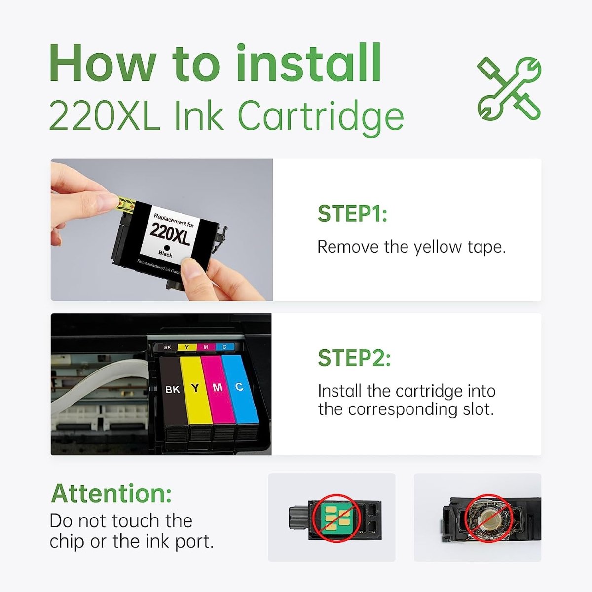 LEMERO Remanufactured Epson 220XL Ink Cartridge (2 Black, 2 Cyan, 2 Magenta, 2 Yellow, 8 Pack) - Linford Office:Printer Ink & Toner Cartridge