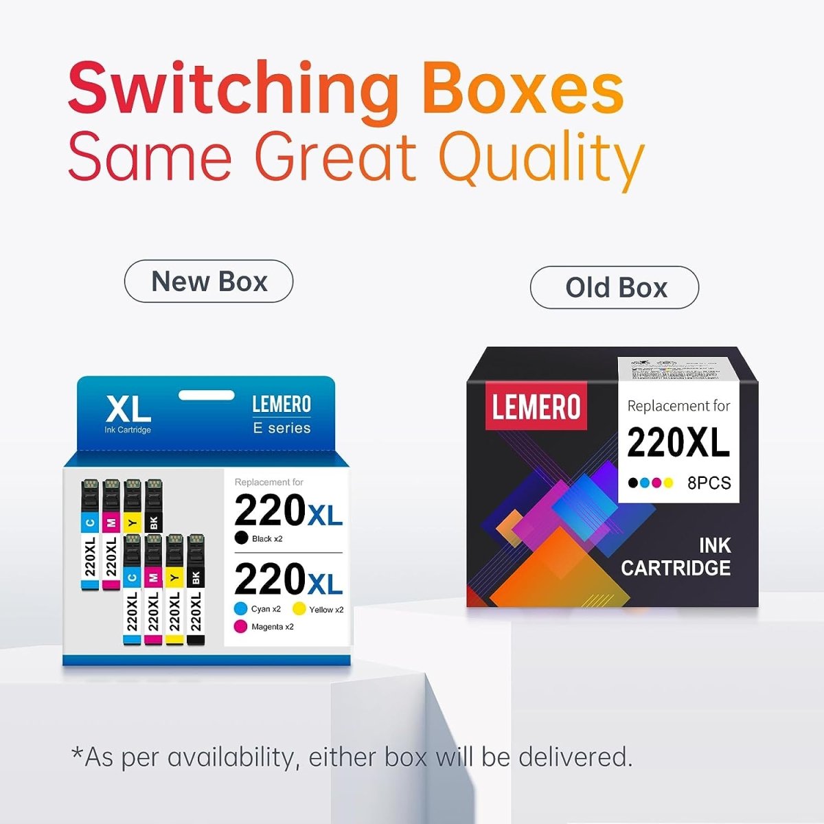 LEMERO Remanufactured Epson 220XL Ink Cartridge (2 Black, 2 Cyan, 2 Magenta, 2 Yellow, 8 Pack) - Linford Office:Printer Ink & Toner Cartridge