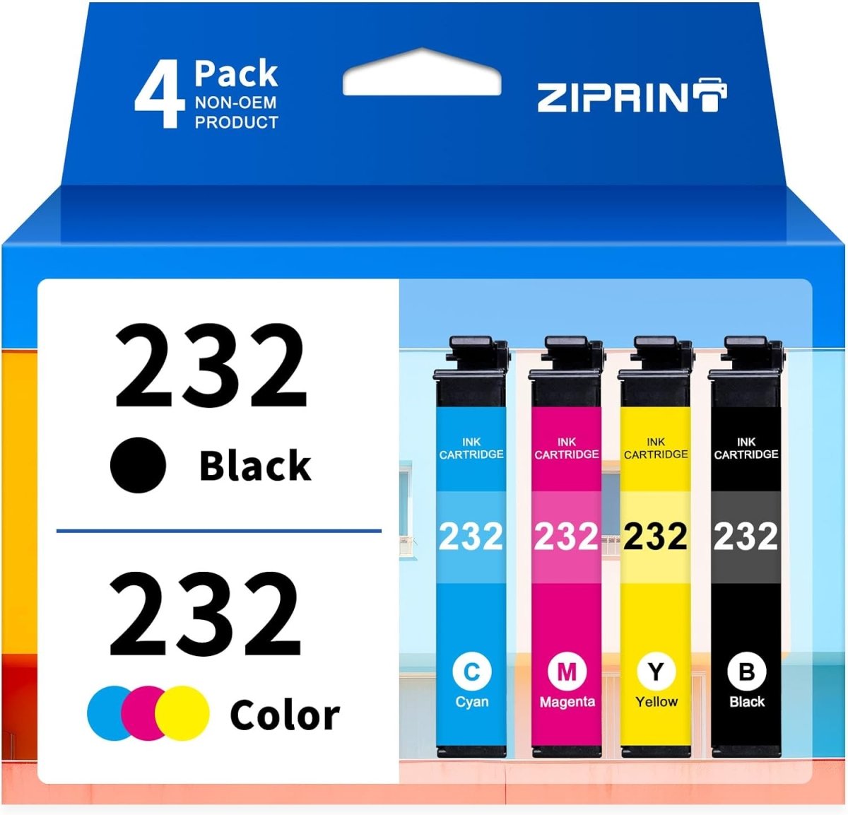 Remanufactured Epson 232 Ink XL Cartridge (Black Cyan Magenta Yellow 4-Pack)