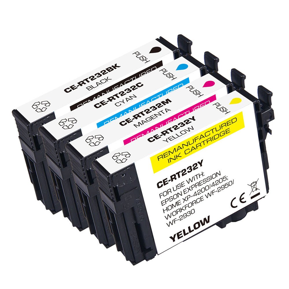 Remanufactured Epson 232 Ink Cartridges（Black,Cyan,Magenta,Yellow)4-PACK - Linford Office:Printer Ink & Toner Cartridge