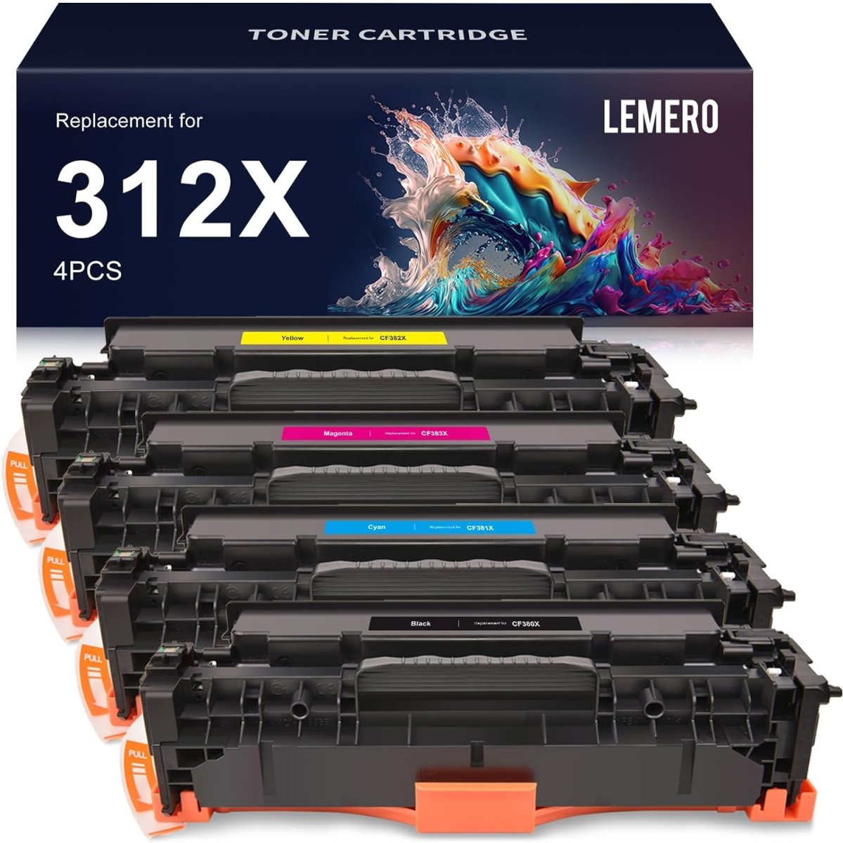 Remanufactured HP 312X CF380X Toner Cartridge (Black Cyan Magenta Yellow, 4-Pack) - Linford Office:Printer Ink & Toner Cartridge