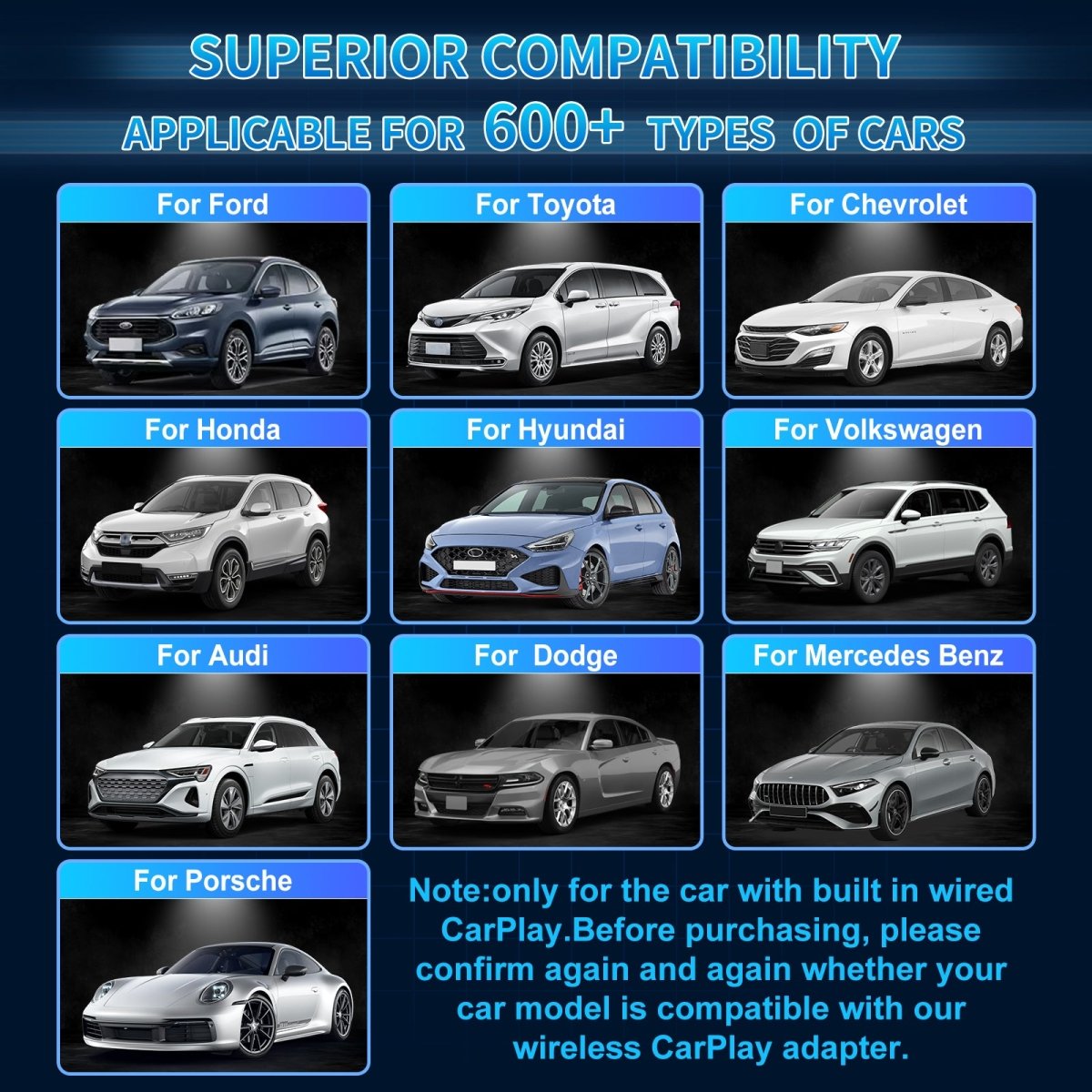 SAILNER Wireless CarPlay Adapter - Convert Wired Apple CarPlay to Wireless, Compatible with iPhone, Suitable for Various Car Models - Linford Office:Printer Ink & Toner Cartridge