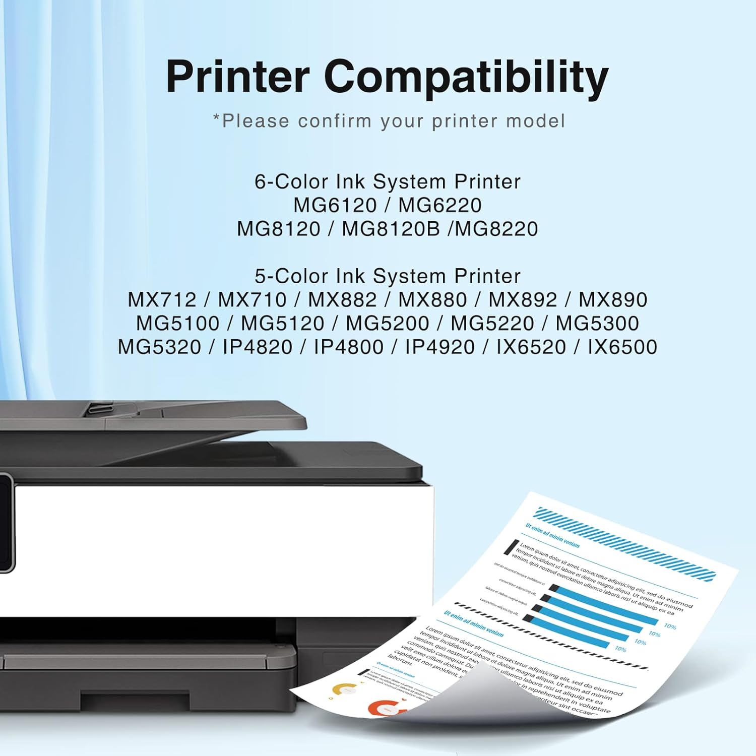 Compatible Canon PGI-225 CLI-226 (3PGBK, 3BK, 3 Gary, 3C/3M/3Y), 18 Packs