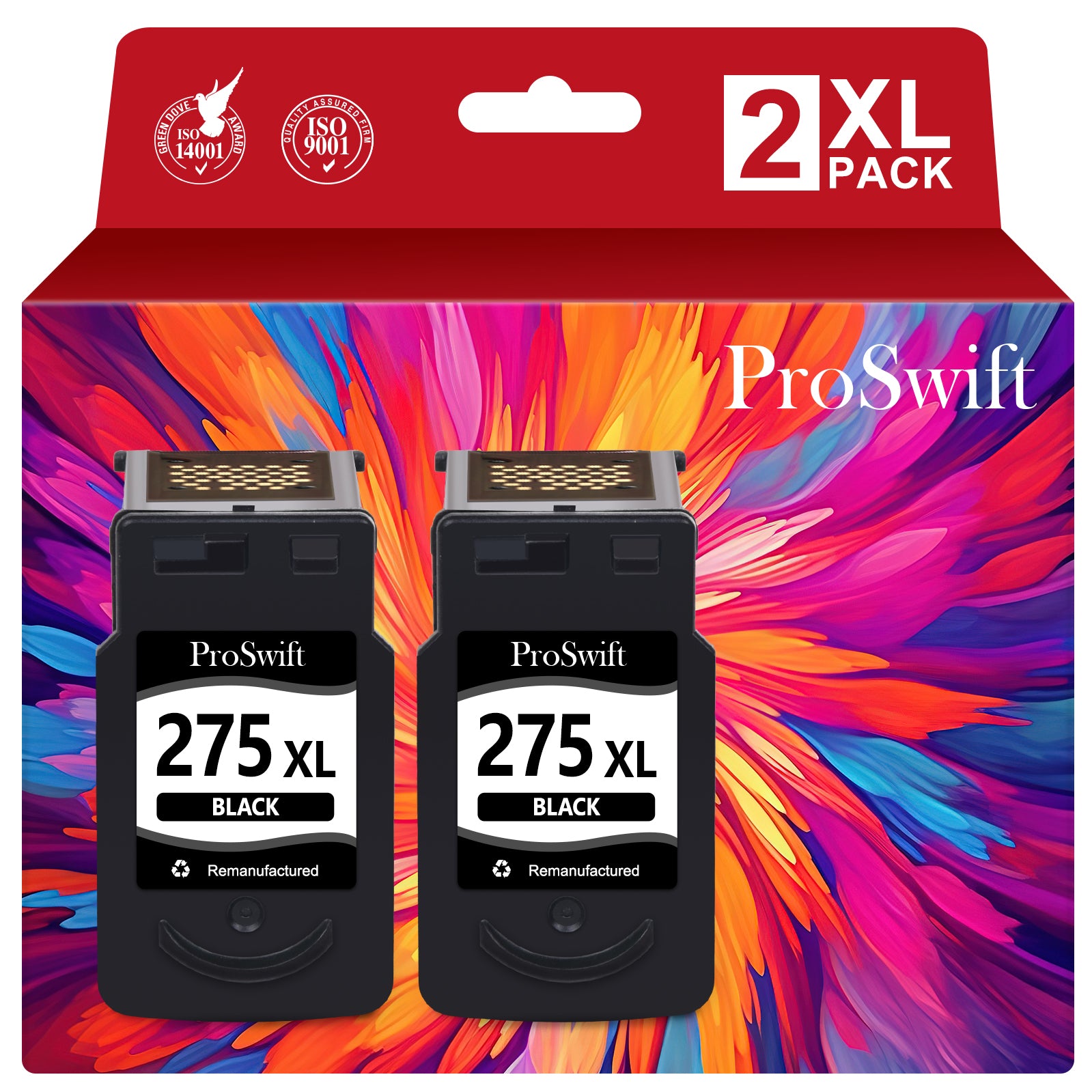 Proswift Remanufactured Ink Cartridge Replacement for Canon 275XL (Black 2-Pack)