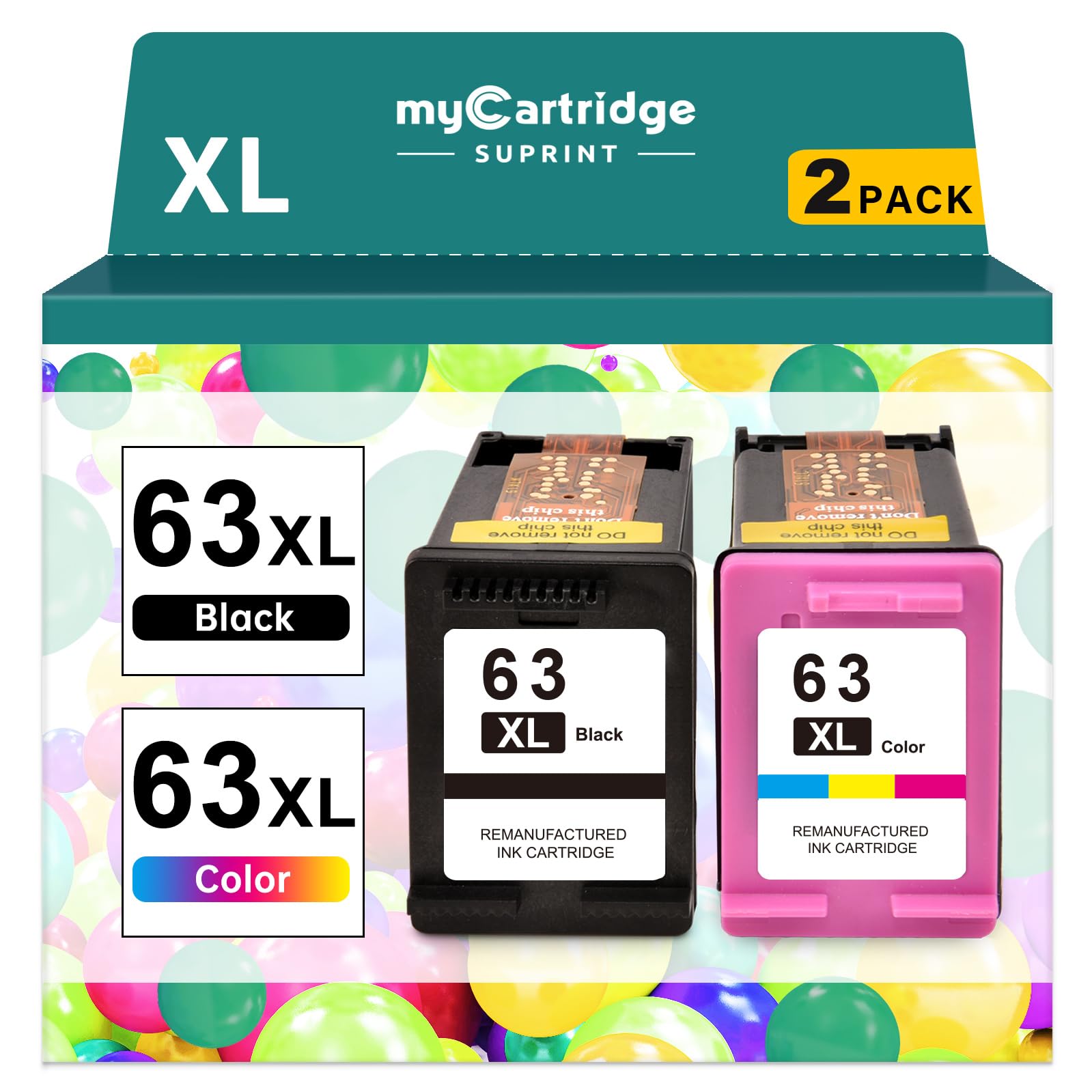 Remanufactured HP 63XL Black Ink Cartridge 2 Pack F6U64AN