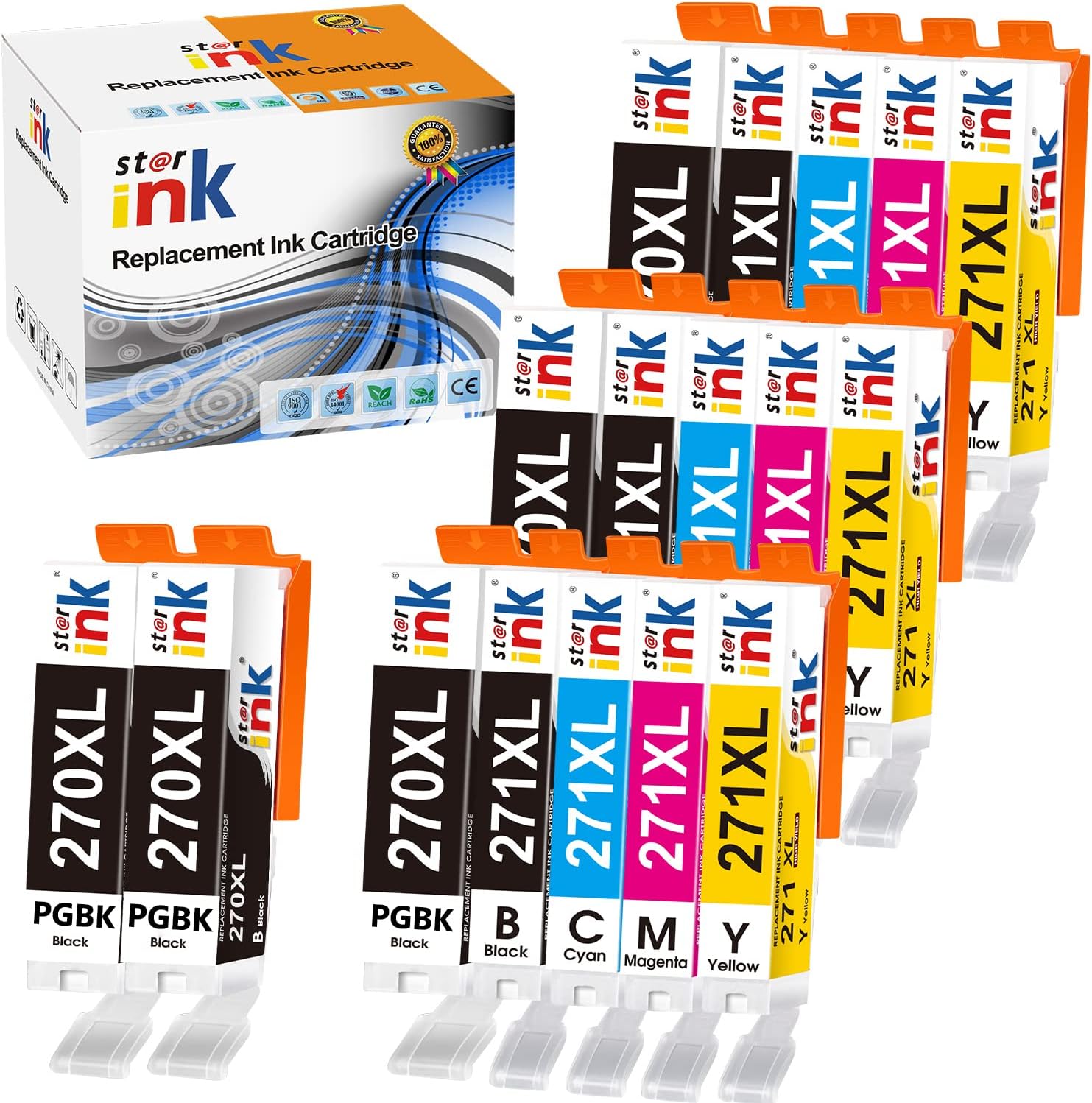 Compatible Canon PGI-270XL CLI-271XL ink cartridges (5PGBK+3BK+3C+3M+3Y) 17-Pack - Linford Office:Printer Ink & Toner Cartridge
