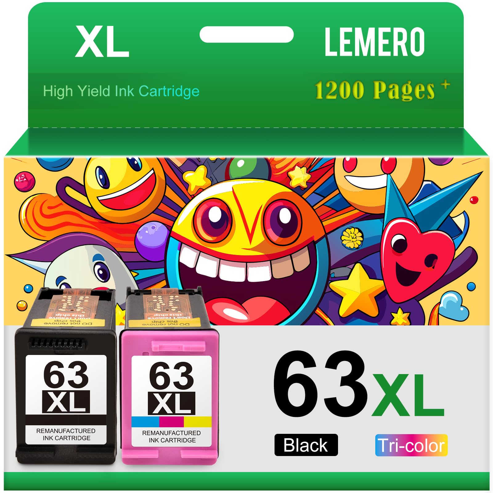 LEMERO HP 63XL Ink Cartridge 2 PK