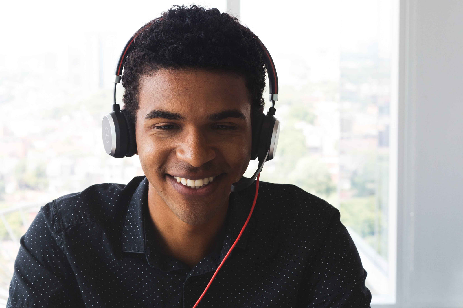 Customer support specialist smiling