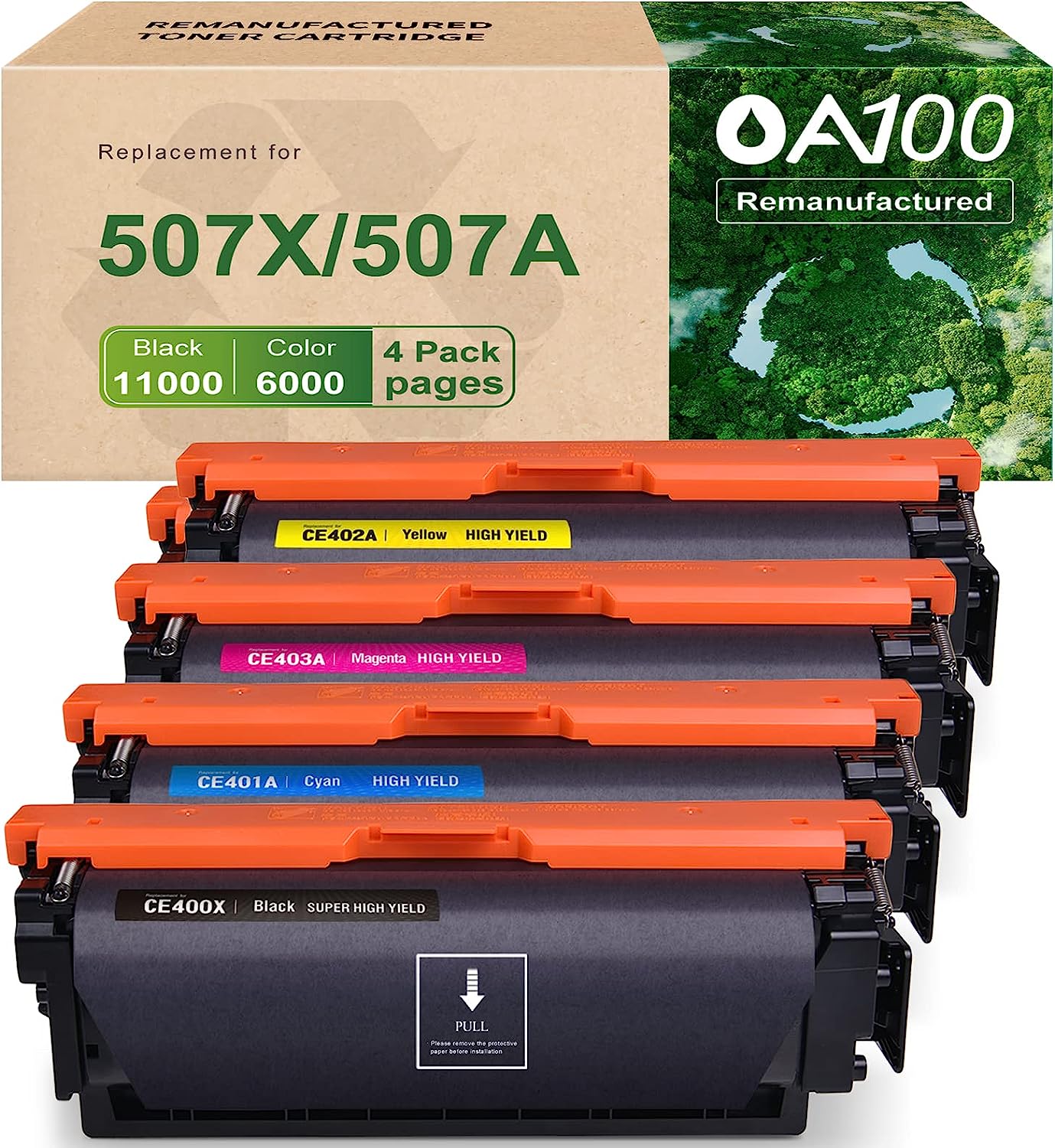 Remanufactured HP 507X 507A Toner Cartridge OA100 (Black Cyan Magenta Yellow,4-Pack) - Linford Office:Printer Ink & Toner Cartridge
