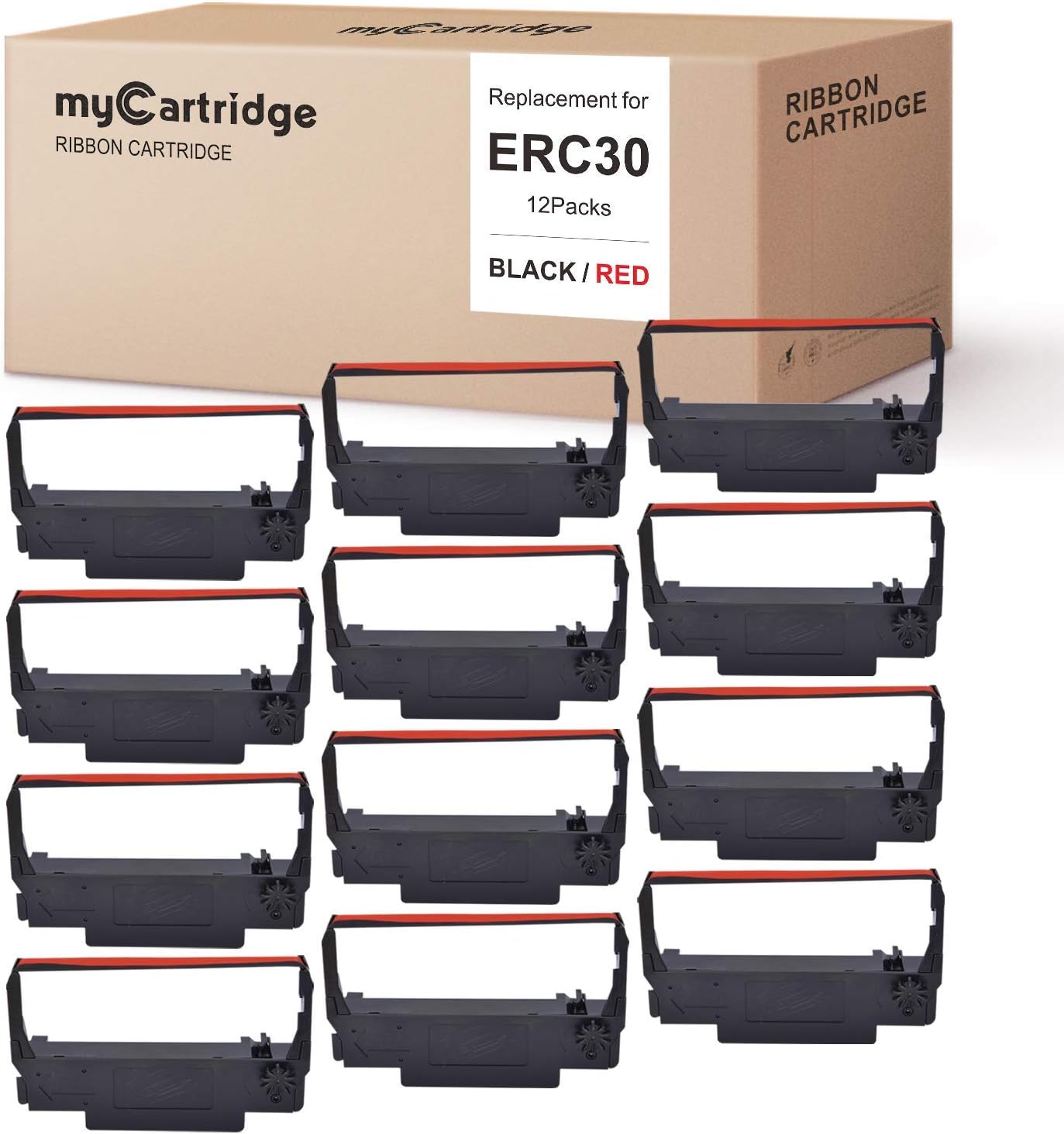 ERC30 ERC-30 ERC/30/34/38 B/R Compatible Ribbon Cartridge for use in ERC38 NK506 Printer (Black Red, 12-Pack) - Linford Office:Printer Ink & Toner Cartridge