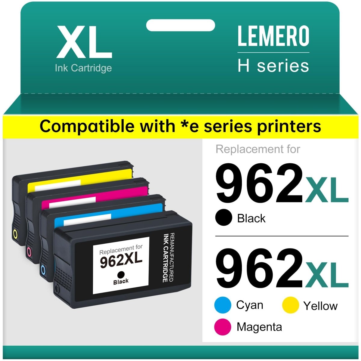 Remanufactured HP 962XL Ink Cartridges (Black, Cyan, Magenta, Yellow, 4-Pack) - Linford Office:Printer Ink & Toner Cartridge