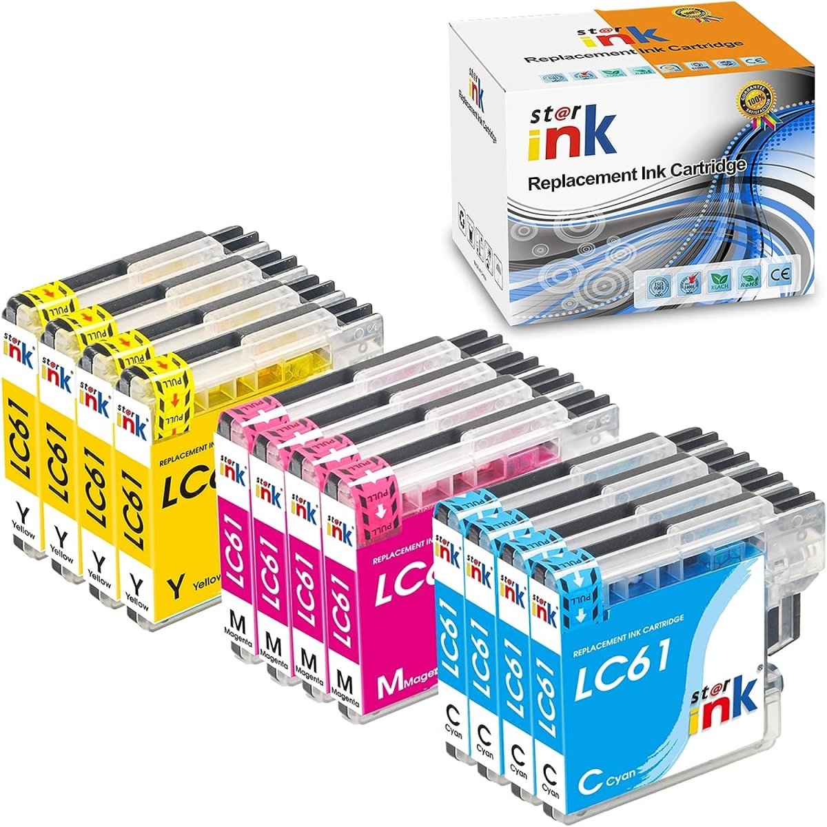 Compatible Brother LC61 LC65 Ink Cartridge (4 Cyan, 4 Magenta, 4 Yellow) 12 Pack - Linford Office:Printer Ink & Toner Cartridge