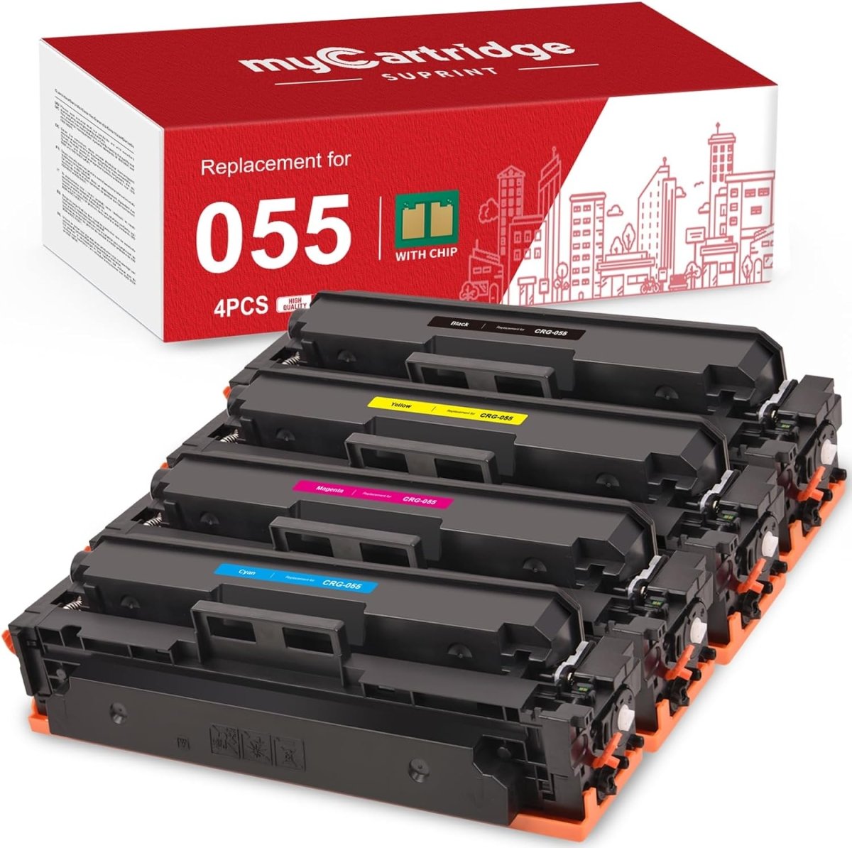 Compatible Canon 055 Toner Cartridge (Black Cyan Magenta Yellow, 4 Pack) - Linford Office:Printer Ink & Toner Cartridge