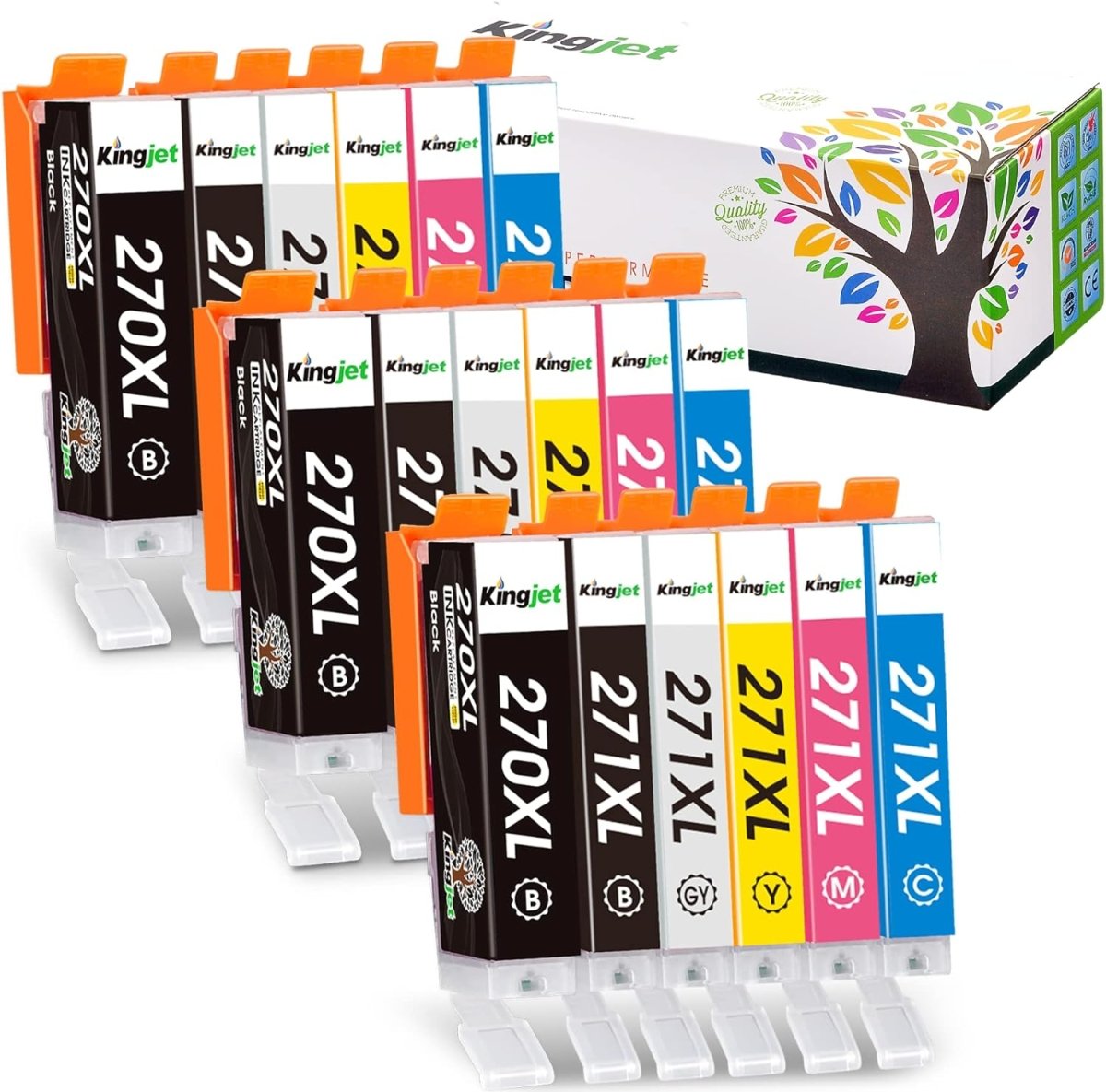 Compatible Canon 270 271 Ink Cartridges - 18 Pack with Gray - Linford Office:Printer Ink & Toner Cartridge