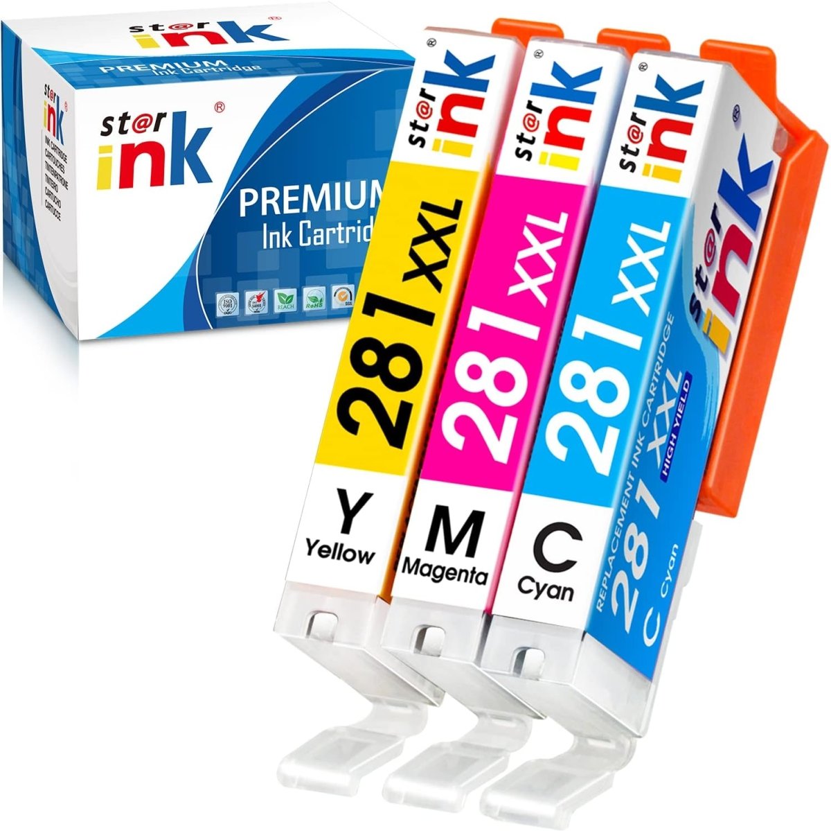 Compatible Canon CLI-281XXL Ink Cartridge (Cyan Magenta Yellow) 3-Pack - Linford Office:Printer Ink & Toner Cartridge