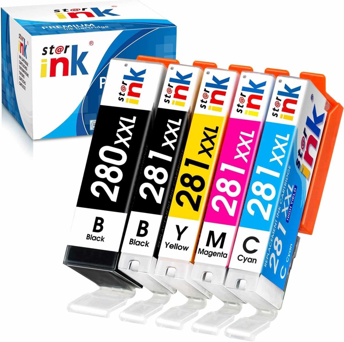 Compatible Canon PGI-280XXL CLI-281XXL Ink Cartridges 5 Packs(PGBK Black C M Y) - Linford Office:Printer Ink & Toner Cartridge