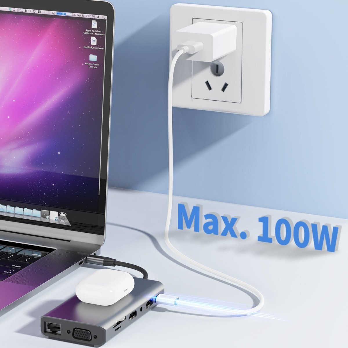 Kixuny USB C Docking Station Dual Monitor, 14-in-1 Triple Display Lapt