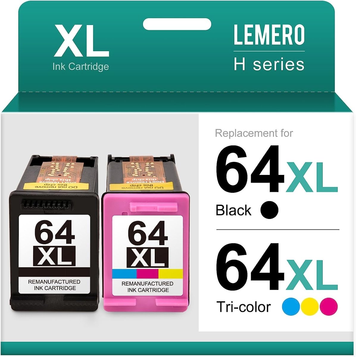 Remanufactured HP 64XL Ink Cartridge Combo Pack, High Yield (1 Black and 1 Tri-Color)