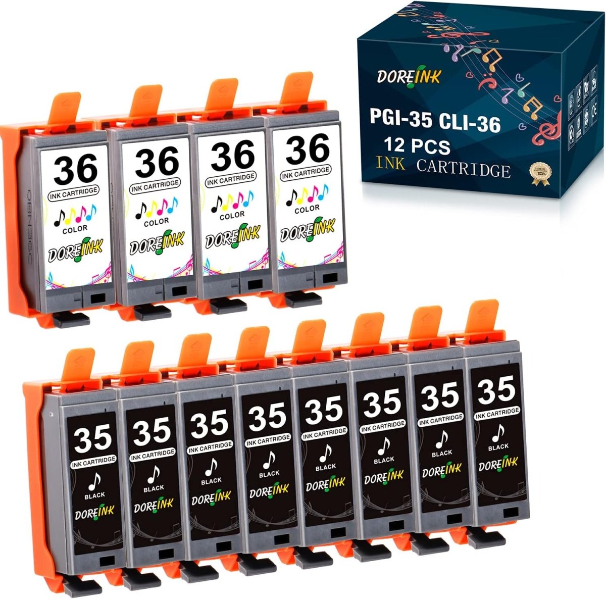 PGI-35 CLI-36 Ink Cartridge Compatible with Canon Pixma Printer(8 Black, 4 Tri-Color) - Linford Office:Printer Ink & Toner Cartridge