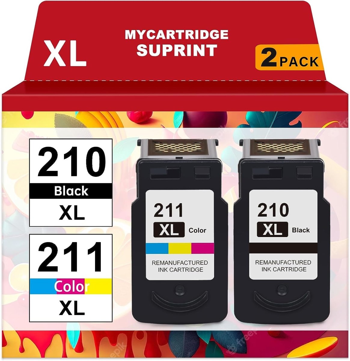 Remanufactured Canon PG210XL CL211XL Ink Cartridge (1 Black, 1 Tri-Color) - Linford Office:Printer Ink & Toner Cartridge