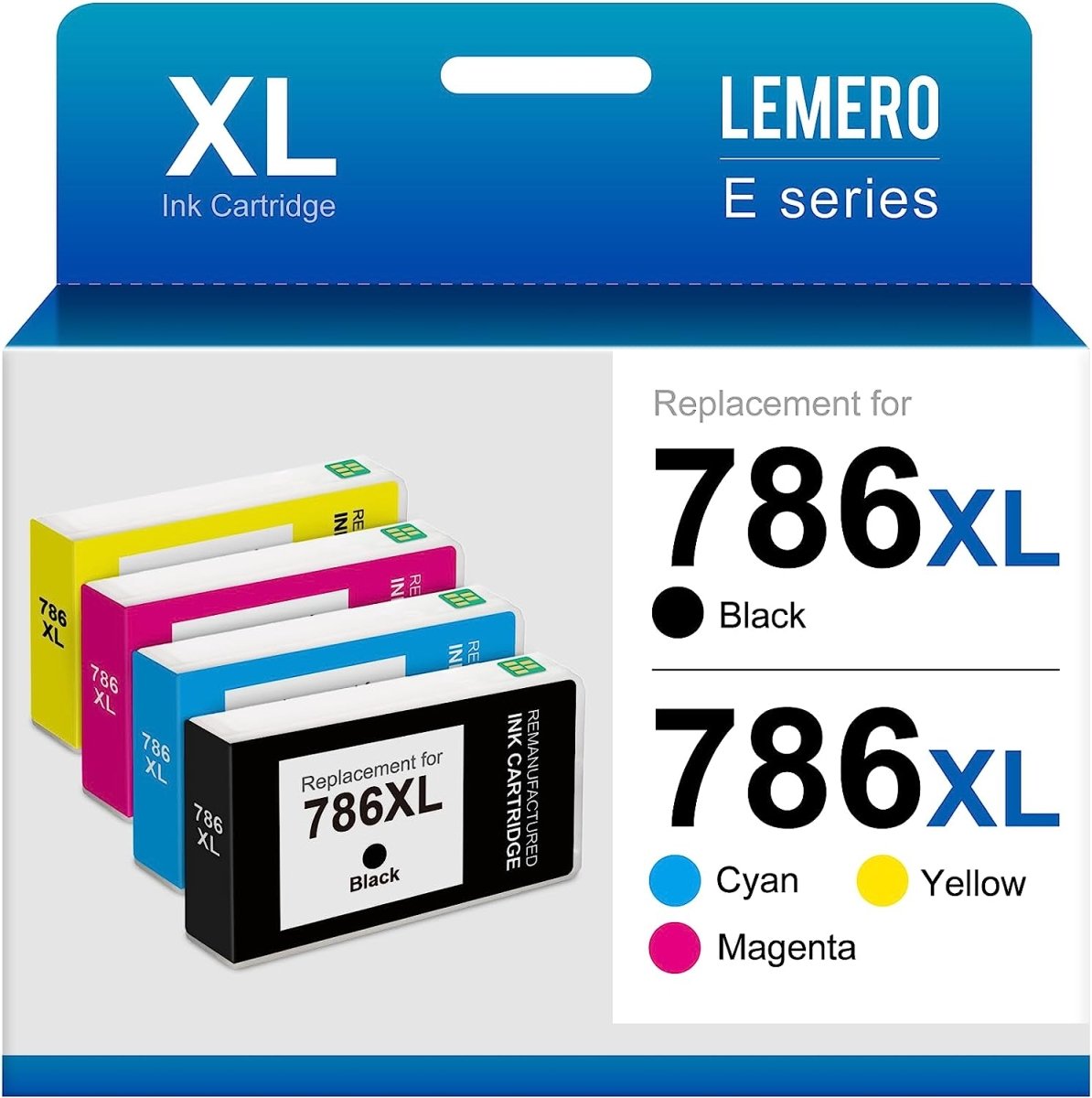 LEMERO Remanufactured Epson 786XL Ink Cartridges (Black, Cyan, Magenta, Yellow, 4-Pack) - Linford Office:Printer Ink & Toner Cartridge