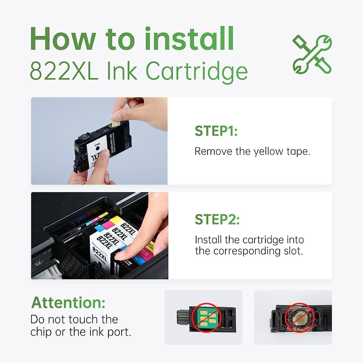 Remanufactured Epson 822XL Black Ink Cartridges (2 Pack